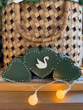 Wood Swan Decor Cottagecore Shelf Sitter Rustic Nordic Folk Art Accent